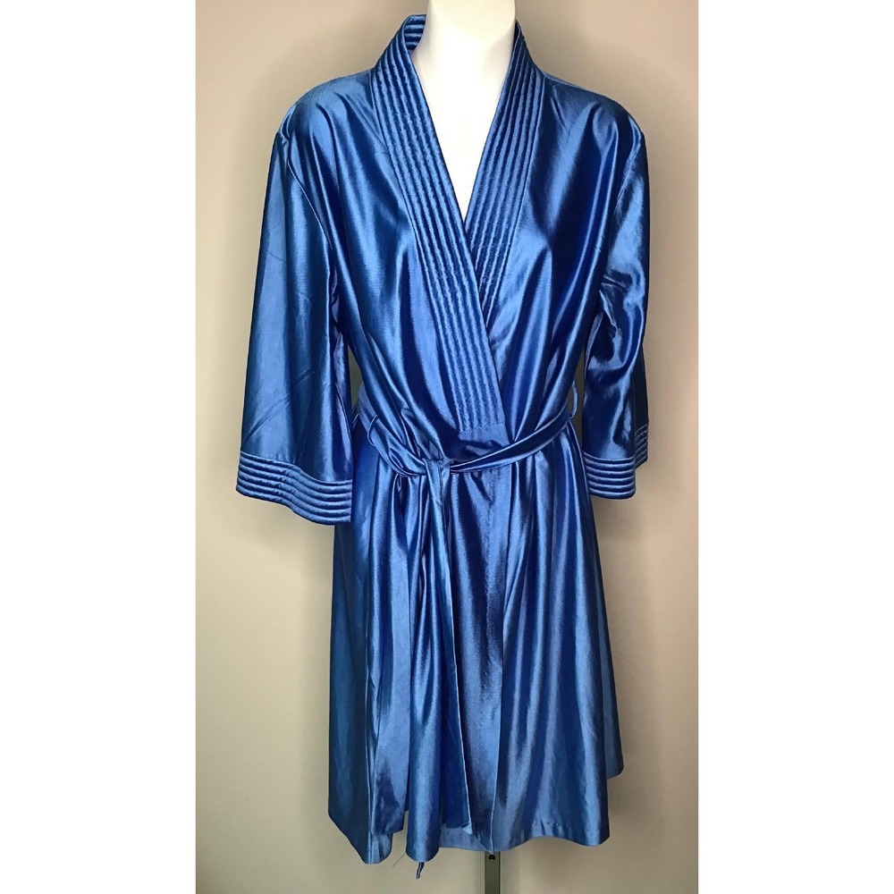 Vtg Woman's Montgomery Ward Sz L Satin Wrap Robe Nightgown Loungewear Kimono